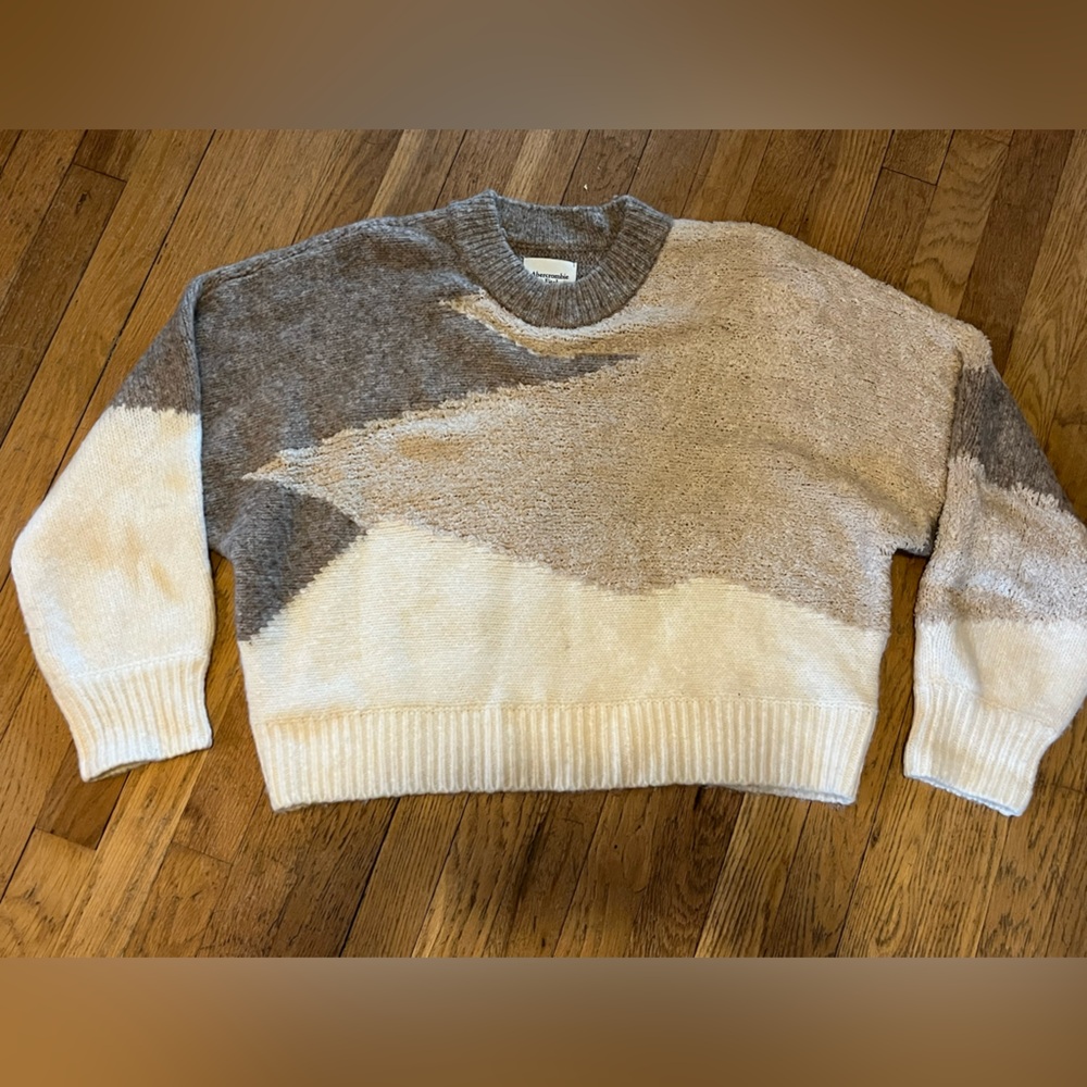 Abercrombie&Fitch Crewneck Sweater Extra Large Neutral Colors Soft Relaxed Fit